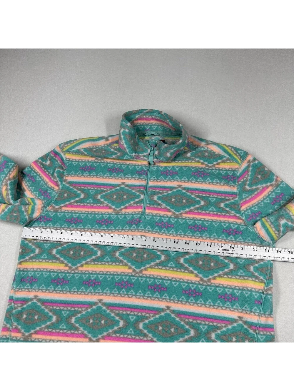 Chubbies Fleece Jacket 1/4 Zip Men Size L Green Flame Commander Aztec Pullover